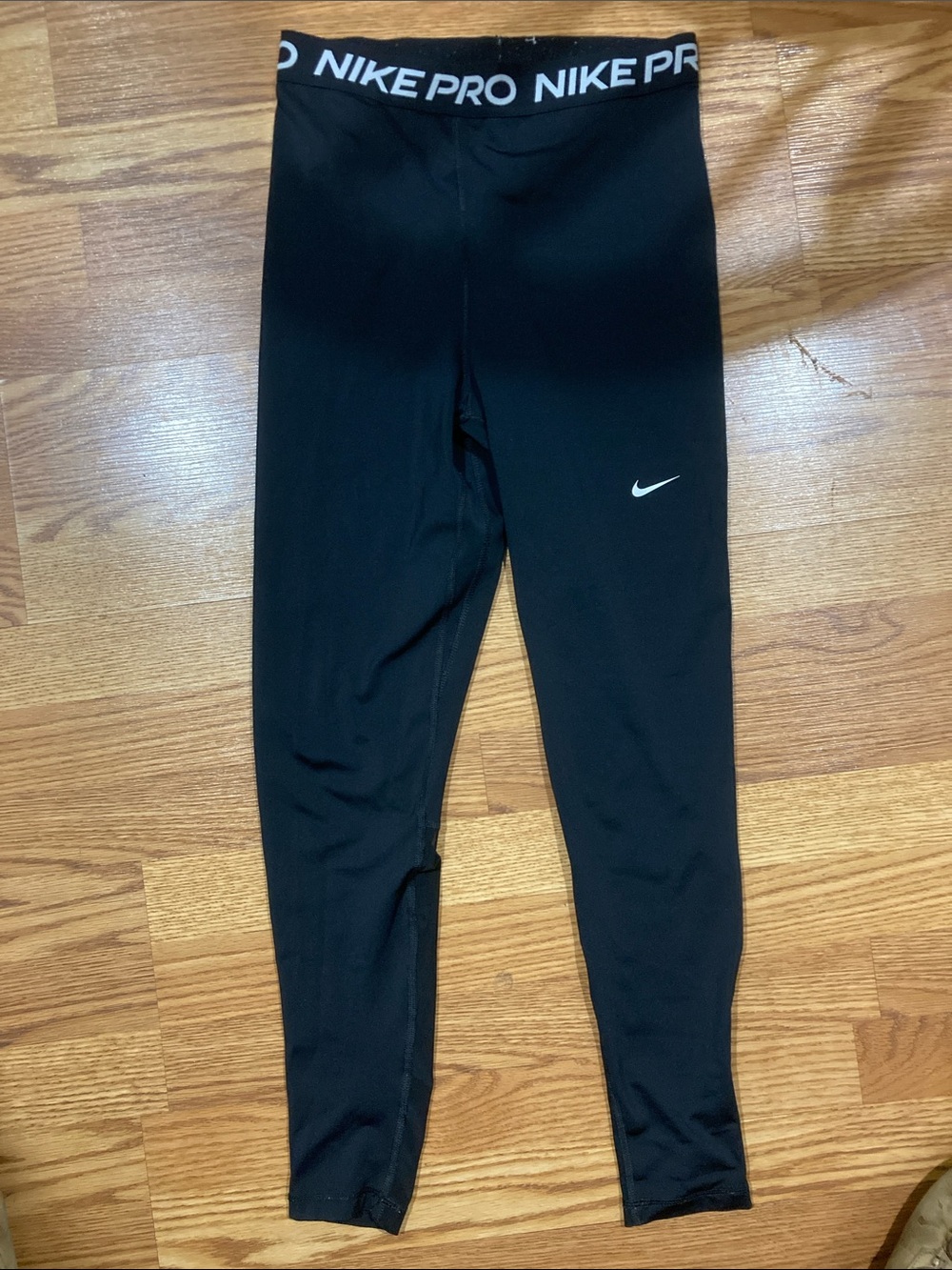 Nike Black Pro Compression Leggings with White Swoosh